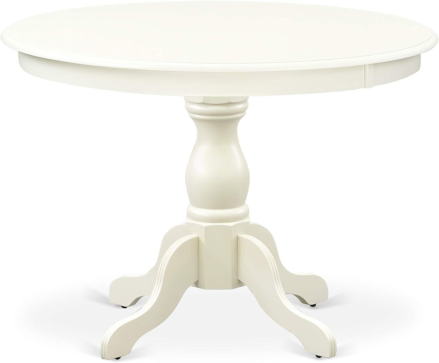 East West Furniture HBNF3-LWH-W 3 Piece Dining Room Furniture Set Contains a Round Kitchen Table with Pedestal and 2 Dining Chairs, 42x42 Inch, Linen White