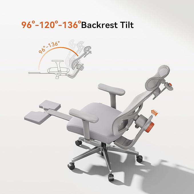 Newtral Ergonomic Office Chair-Home Office Desk Chair with Footrest, Auto-Following Backrest & Headrest, 4D Armrests, 96°-136° Recline