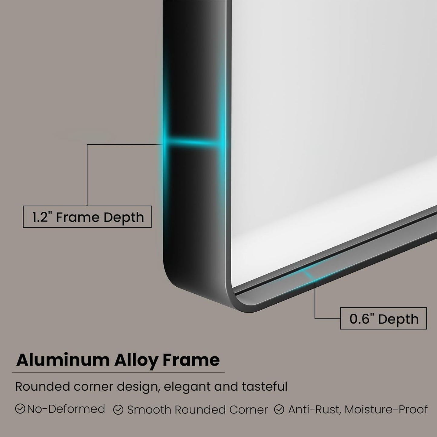 Black Bathroom Mirror 72X32 Inch, Black Metal Framed Mirror for Wall, Rounded Rectangle Matte Bathroom Vanity Mirror with Tempered Glass, Anti-Rust, Horizontal/Vertical