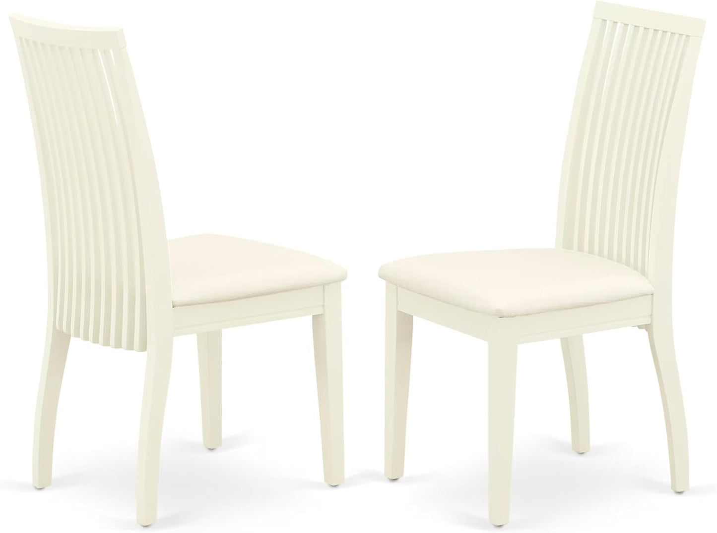 East West Furniture DMIP3-LWH-C 3 Piece Dining Room Furniture Set Contains a Round Kitchen Table with Dropleaf and 2 Linen Fabric Upholstered Dining Chairs, 42x42 Inch, Linen White