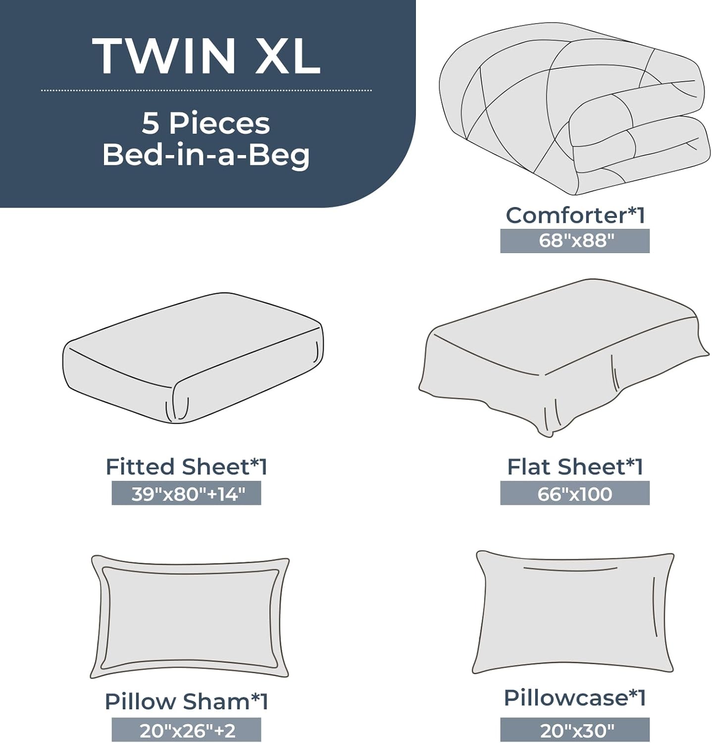 HEVUMYI Light Green Twin-XL Comforter Set - 5-Piece All Season Bed in a Bag Twin-XL, Ultra Soft Bedding Set with Comforter, Flat Sheet, Fitted Sheet, Pillowcases, Pillow Shams