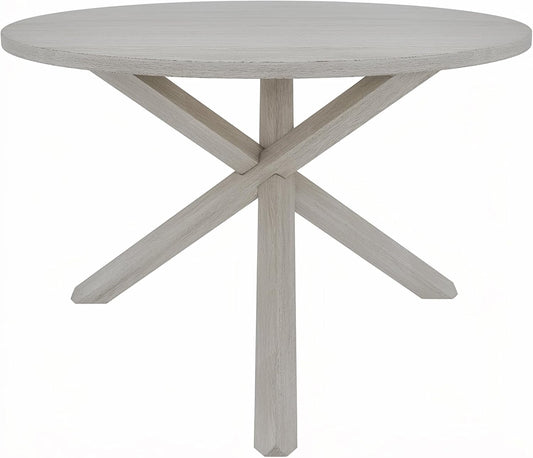 Peatuk Round Solid Wood Dining Table, Part of Dining Table Set, Mix and Match Table, Chair Sold Separately for Dining Room, Kitchen, Grey