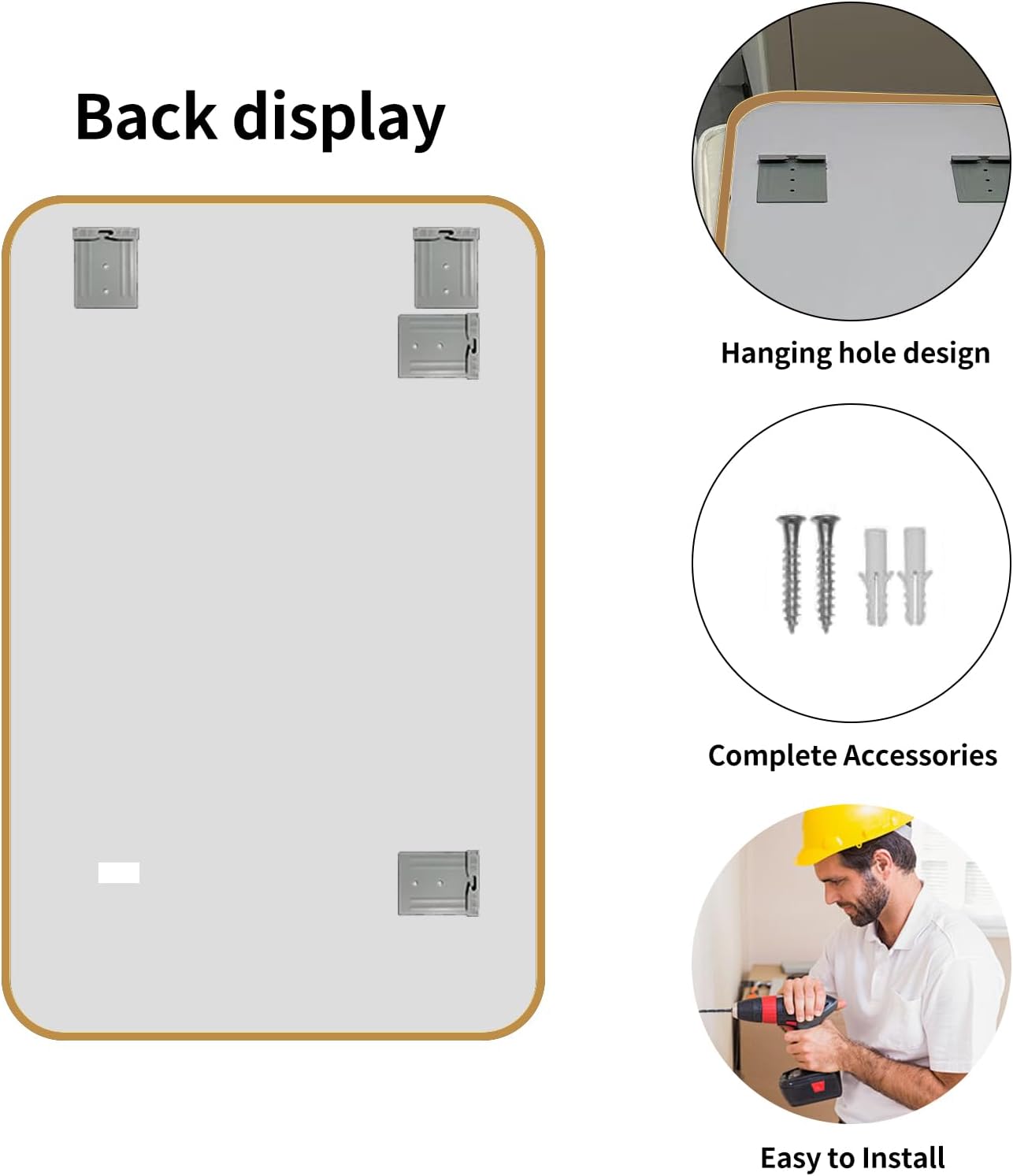 Large Modern Bathroom Mirror with Black Frame, 5mm Copper Free Silver Mirror,Black Frame, Easy Installation (Golden, 30" L x 24" W)