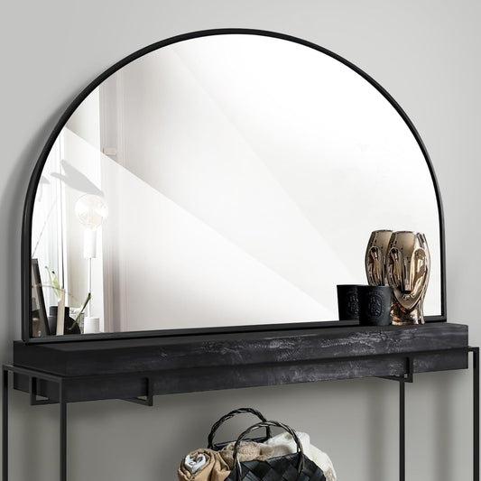 WAMIRRO Big Black Arched Mirror,48"X36"Large Farmhouse Bathroom Mantel Oversized Black Horizontal Wide Mirrors for Entryway/Living Room/Fireplace