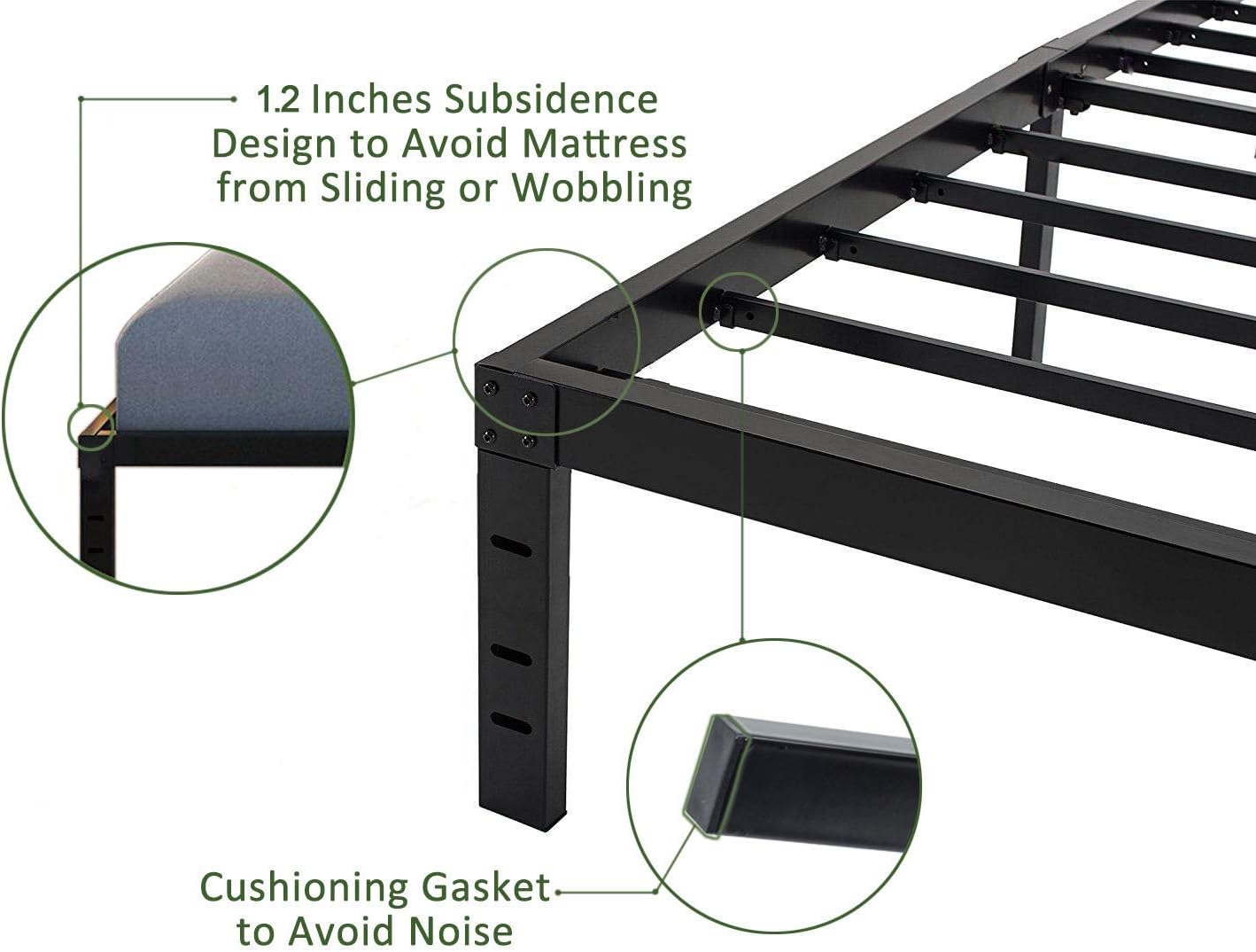 45MinST 18 Inch Platform Bed Frame/Easy Assembly Mattress Foundation / 3000lbs Heavy Duty Steel Slat/Noise Free/No Box Spring Needed,Cal King