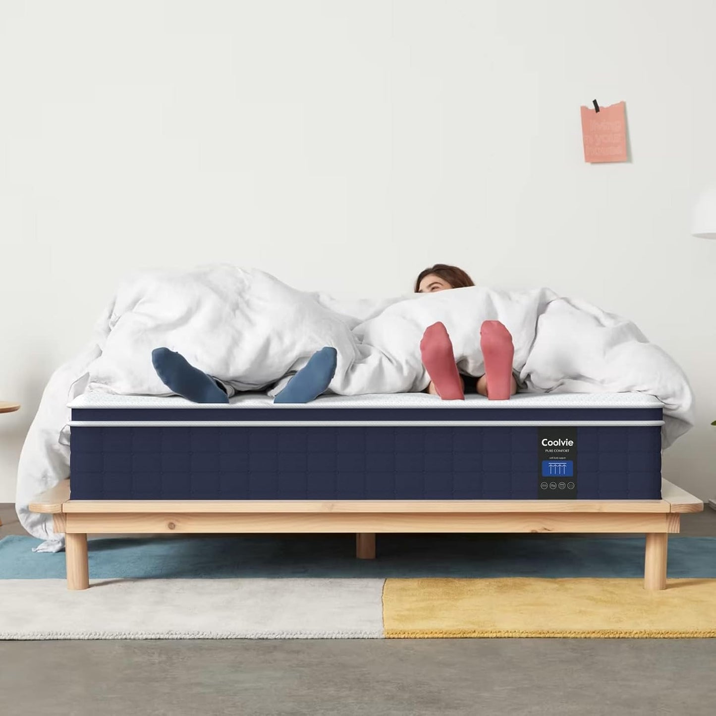 Coolvie 12 Inch King Size Mattress, Firm Feel Fiberglass Free Hybrid Mattress for Extra Lumbar & Hip Support, Cooling Knit Fabric Cover- King Mattress in a Box, CertiPUR-US® Certified foam-80x76x12