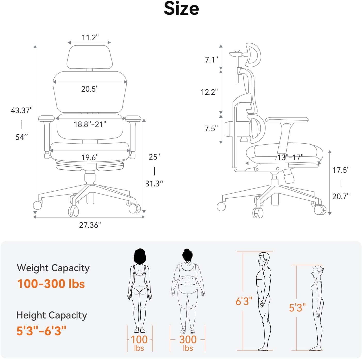 Newtral Office Chair Ergonomic - Home Office Desk Chair, Auto-Following Lumbar Support, 4D Armrest, Seat Depth and Height Adjustable for Long Time Sitting (with Footrest, Black)