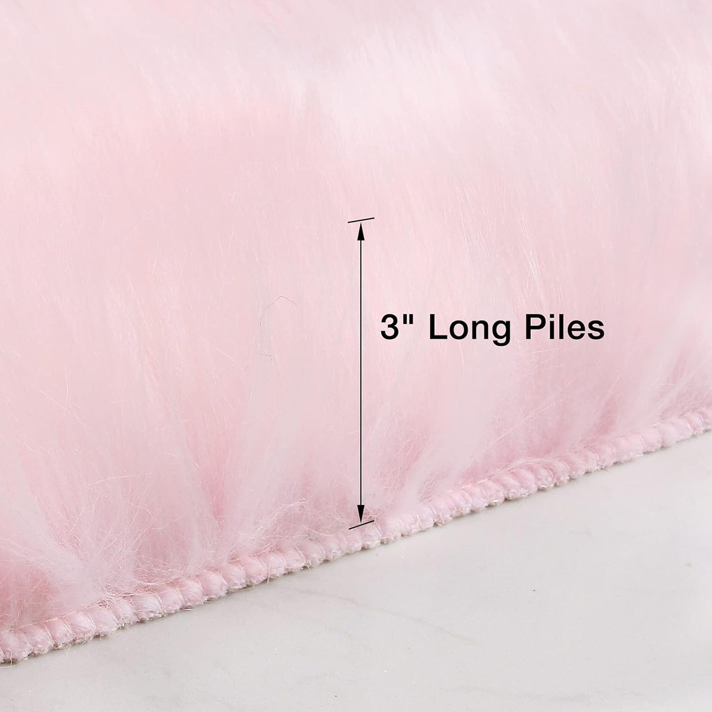 duduta Pink Faux Sheepskin Round Rug 4x4 ft, Fluffy Shag Fur Bedroom Nursery Girls Playroom Rug Dorm Decor Non Slip Washable