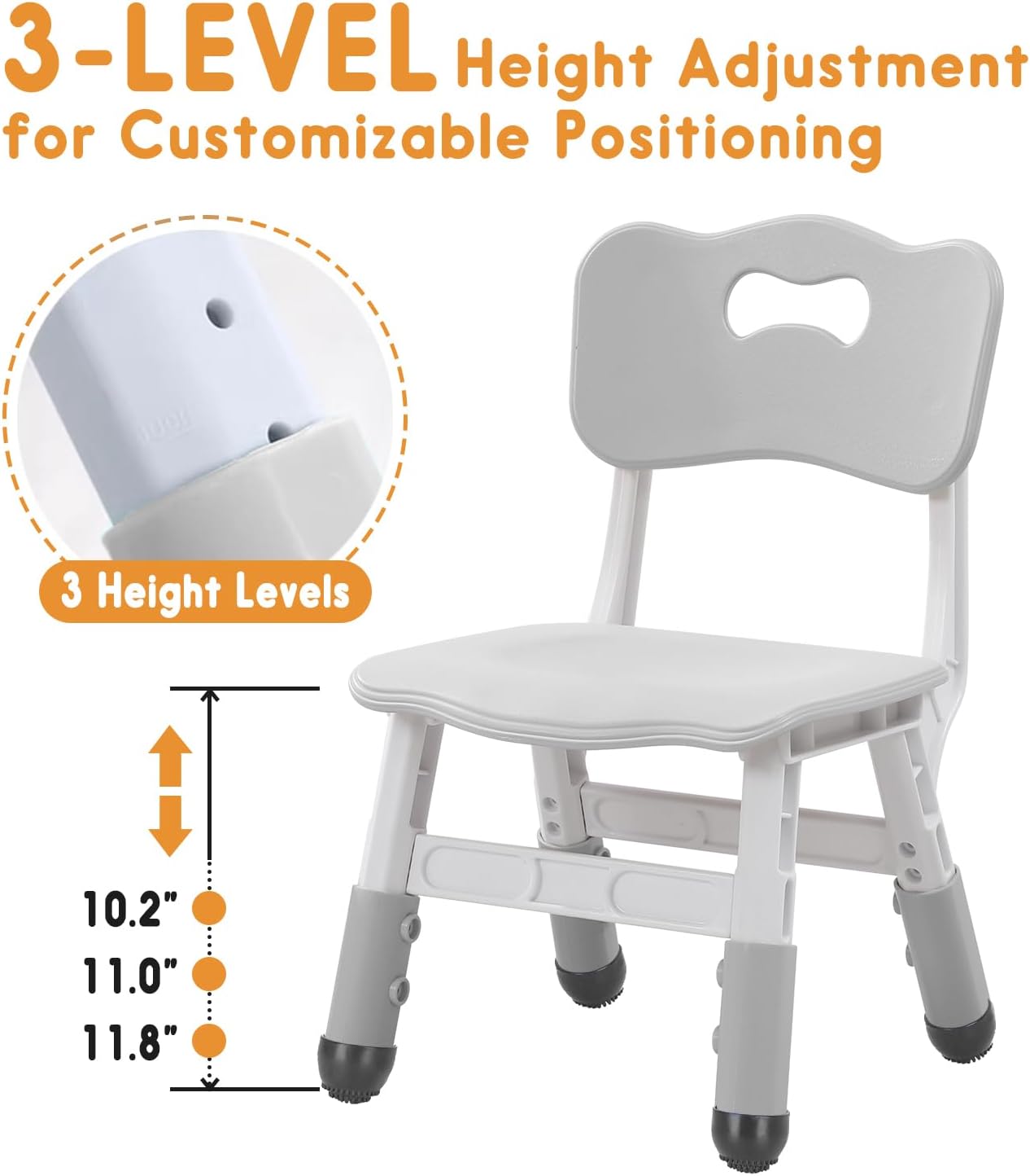 Kids Chair Adjustable Height Children Chairs Suitable for Children Age 2-8 with Foot Covers for Home Classroom Kindergarten and Children's venues Two-Pack