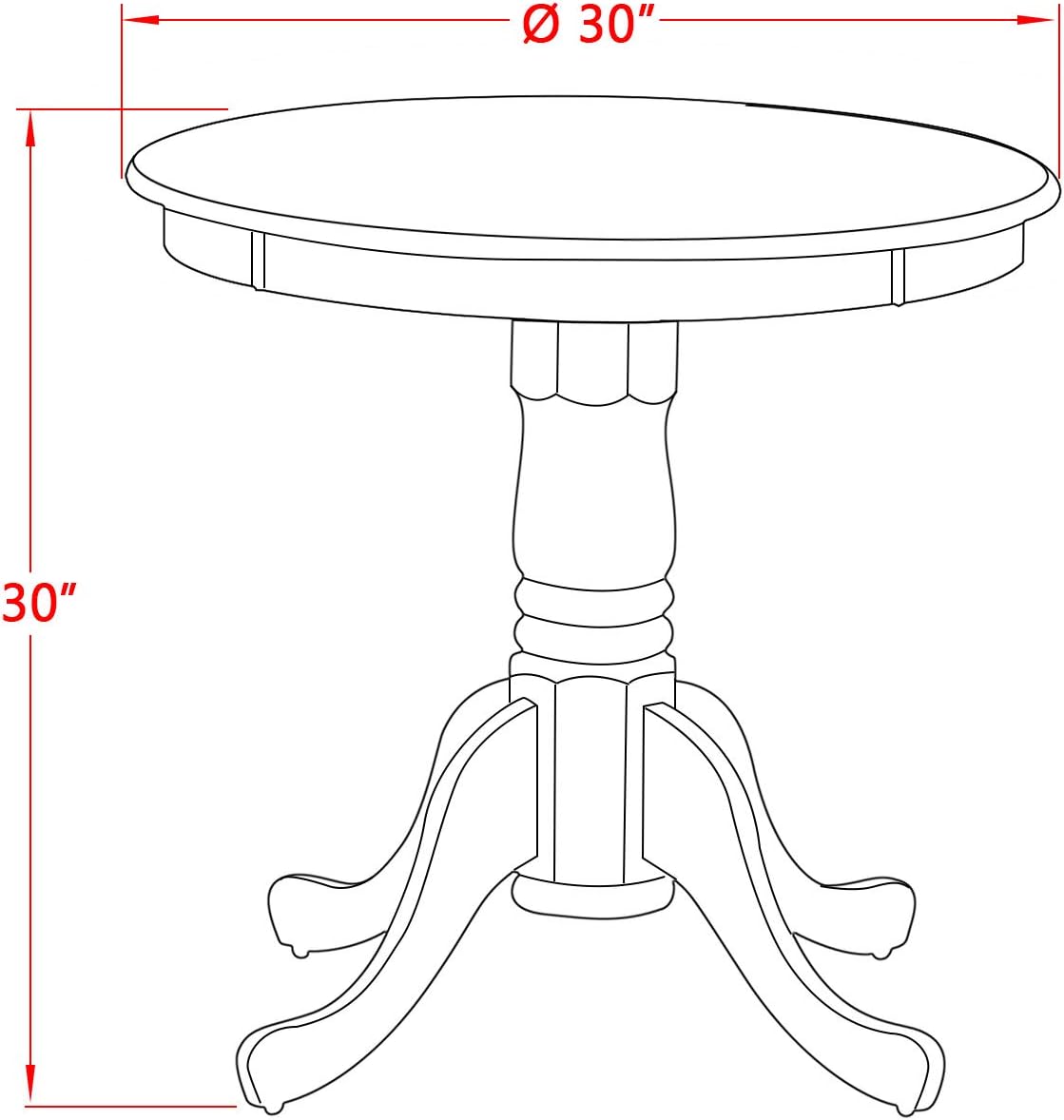 East West Furniture ESBO3-OAK-W 3 Piece Dining Set Contains a Round Dining Room Table with Pedestal and 2 Wood Seat Chairs, 30x30 Inch, Oak