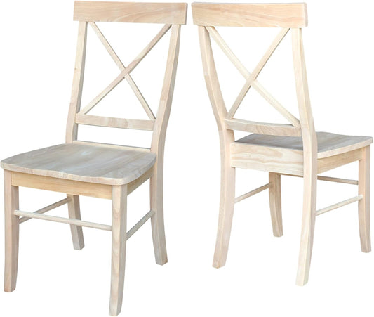 Set of Two X-Back Dining Chairs, Unfinished