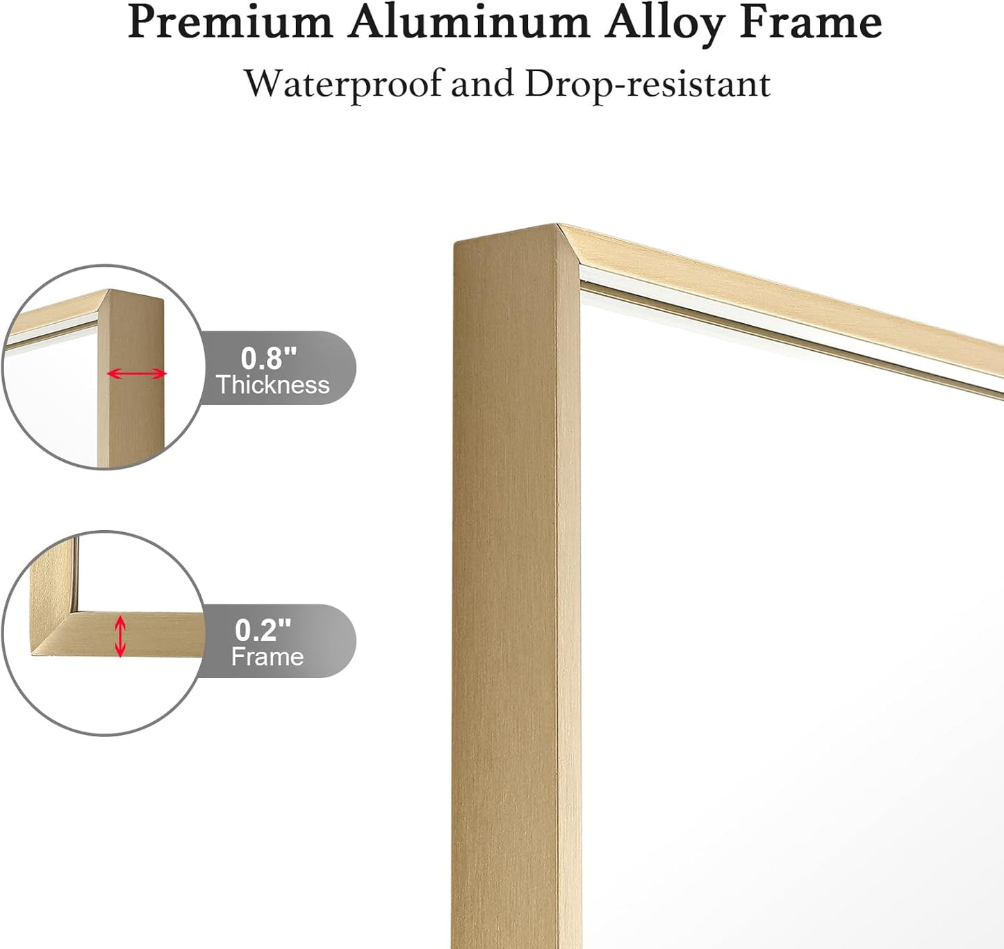 24x30 Inch Gold Bathroom Mirror - Copper-Free Mirror, Aluminum Alloy Frame Vanity Rectangle Wall Mounted Modern Mirror for Bedroom/Living Room/Porch Horizontal or Vertical