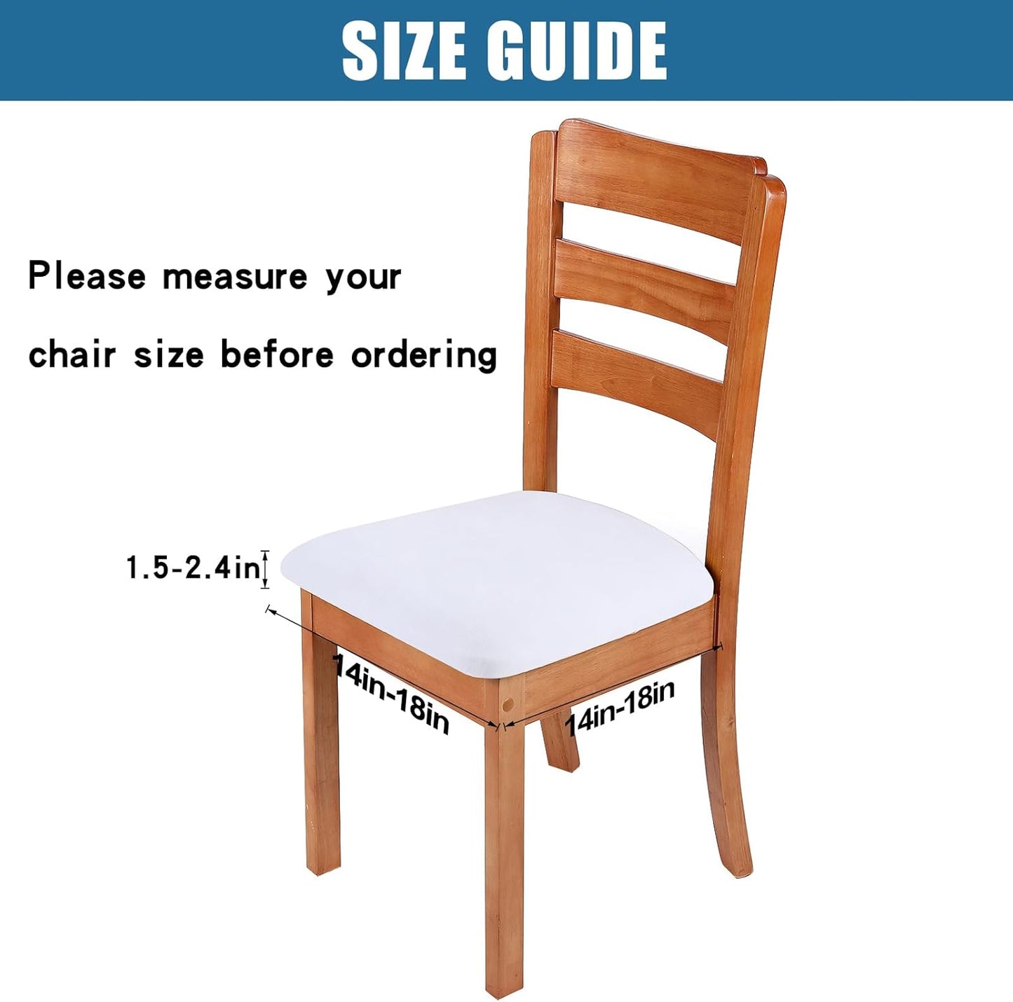 Smiry Velvet Seat Covers for Dining Room Chair Set of 2, Stretch Fit Removable Washable Chair Seat Cushion Protector Slipcovers with Ties, White