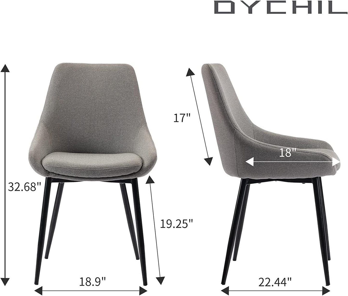 Dining Chairs Set of 2 Ergonomic Living Room Chairs Dark Grey Kitchen Chairs,Loads Up to 270lbs,Quick Assembly,Dining Room Chairs with Arms for Kitchen,Dining, Bedroom, Living Room