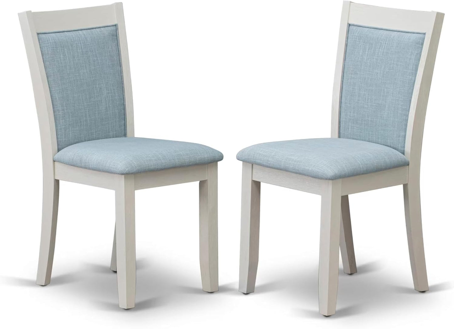 East West Furniture V097MZ015-9 9 Piece Modern Dining Table Set Includes a Rectangle Wooden Table with V-Legs and 8 Baby Blue Linen Fabric Parsons Dining Chairs, 40x72 Inch, Multi-Color