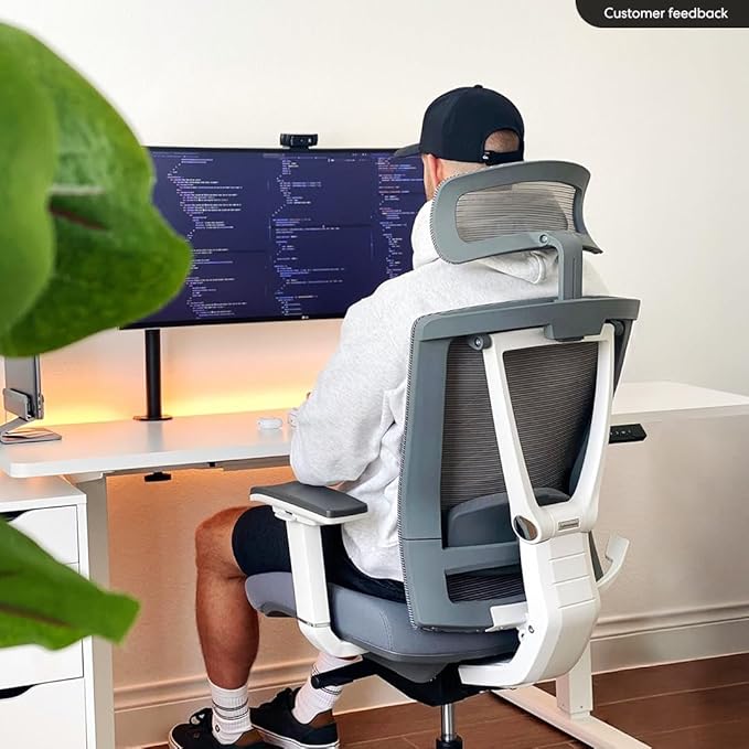 Autonomous ErgoChair Pro Ergonomic Office Chair Foam Grey Adjustable Lumbar Support, Rolling Swivel - Home Office Desk Chairs with Wheels and Arms - Ergonomic Desk Chair Comfy for Gaming & Long Hours