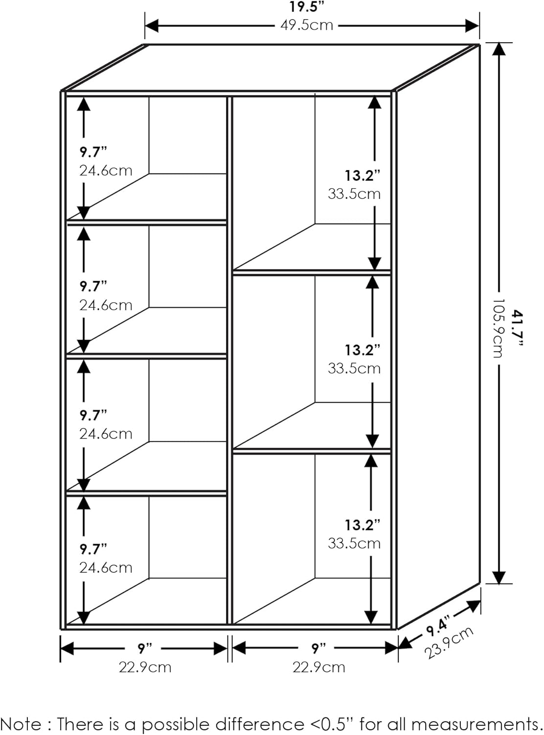 Furinno Luder 7-Cube Reversible Open Shelf, Blackwood