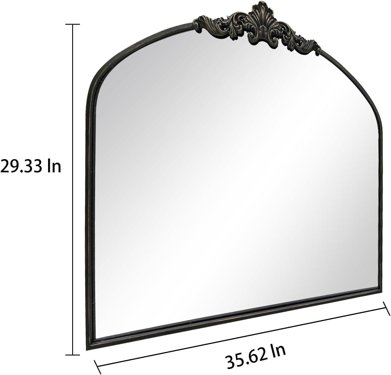 WAMIRRO Arched Mirror,Black Traditional Vintage Ornate Baroque Mirrors,Antique Brass Mirrors for Entryway/Fireplace/Living Room/Hallway/Bathroom.30“X36“ Balck
