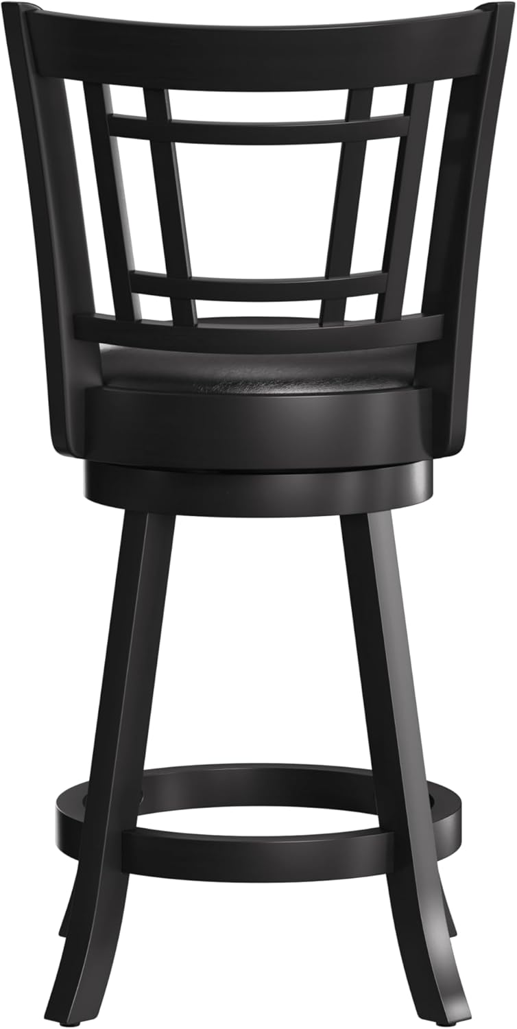 Hillsdale Fairfox Swivel Stool with Rectangular Lattice Back, Counter Height, Black