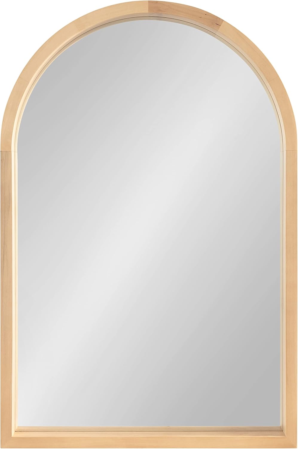 Kate and Laurel Hutton Farmhouse Wood Arched Mirror; 20 x 30; Natural Wood; Decorative Modern Large Arch Mirror with Deep Profile and Natural Finish for Wall
