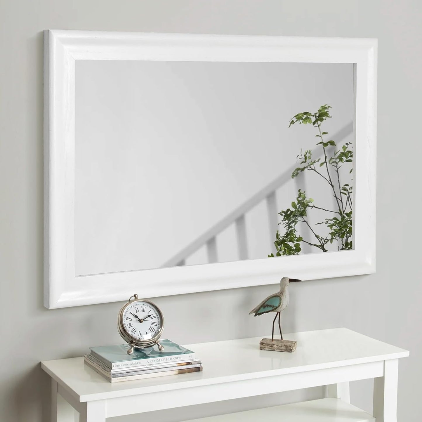 CULER White Wood Wall Mirror for Bathroom,Rectangle Rustic Large 30 x 40 inch Hanging Vanity Mirrors with Wooden Frame for Living Room,Bedroom,Entryway (30x40 inch, White)