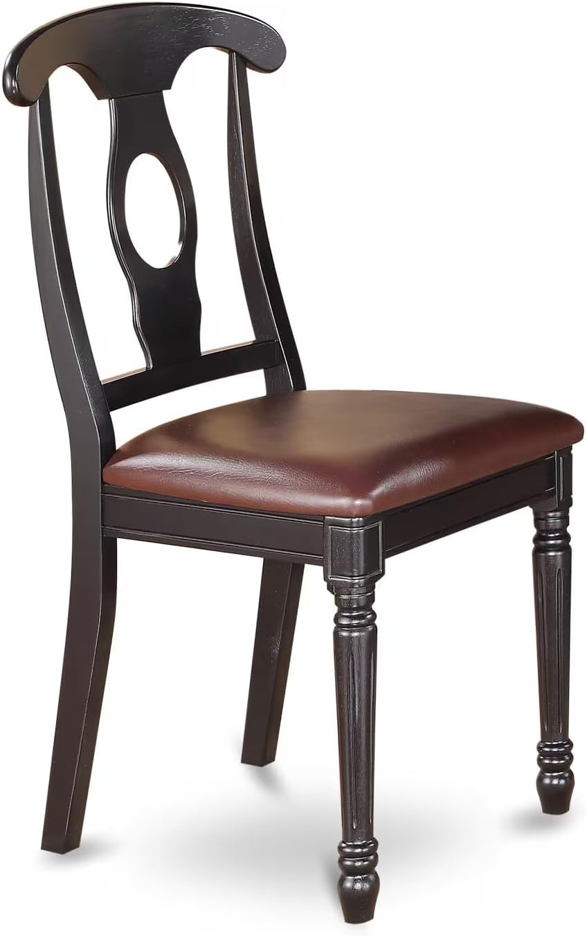 East West Furniture DOKE9-BCH-LC 9 Piece Dining Table Set Includes a Rectangle Dining Room Table with Butterfly Leaf and 8 Faux Leather Upholstered Chairs, 42x78 Inch, Black & Cherry