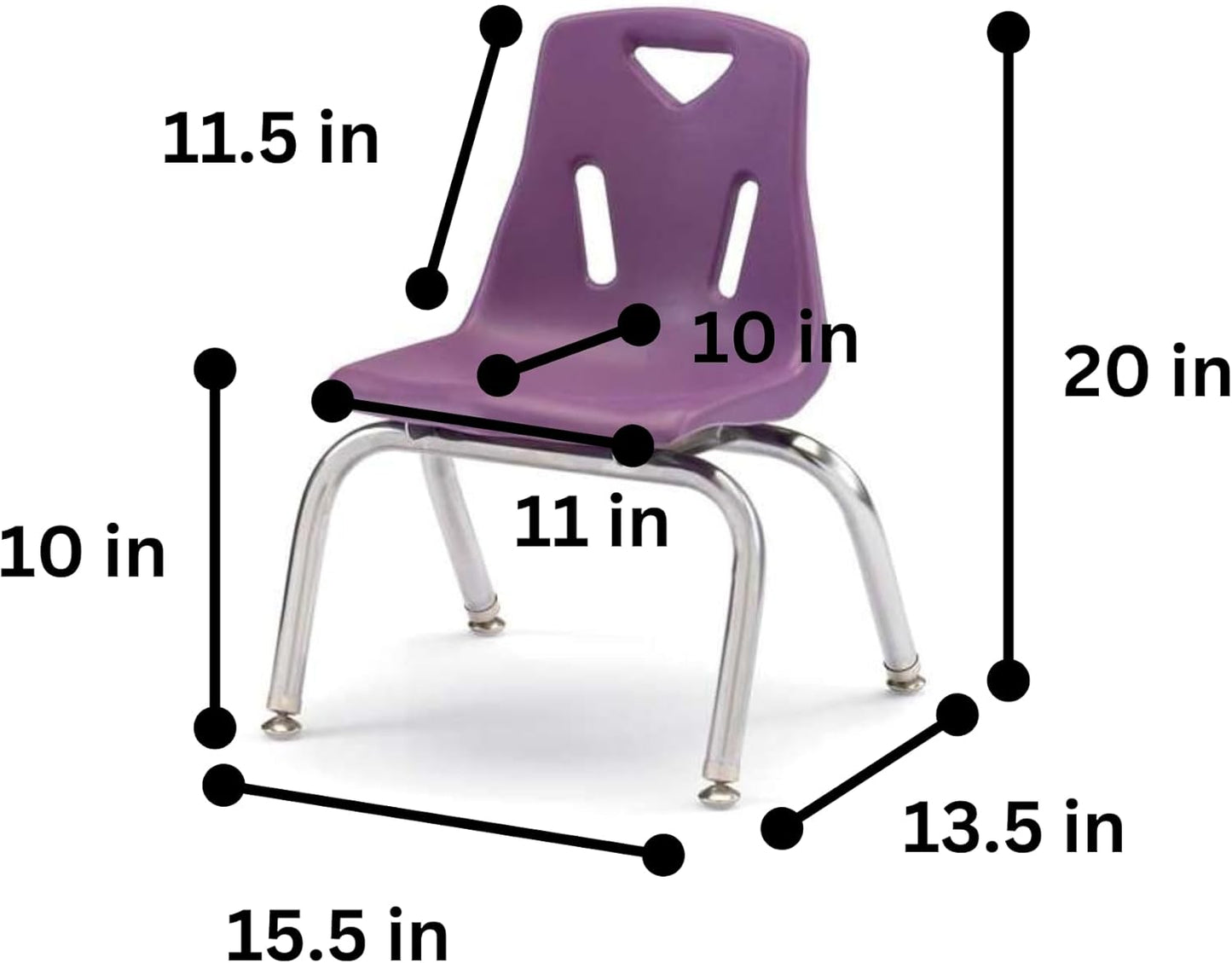 Berries Jonti-Craft Kids Stackable Stacking Chairs with Chrome-Plated Legs, Purple Set of 6, 10" Height 8140JC6004