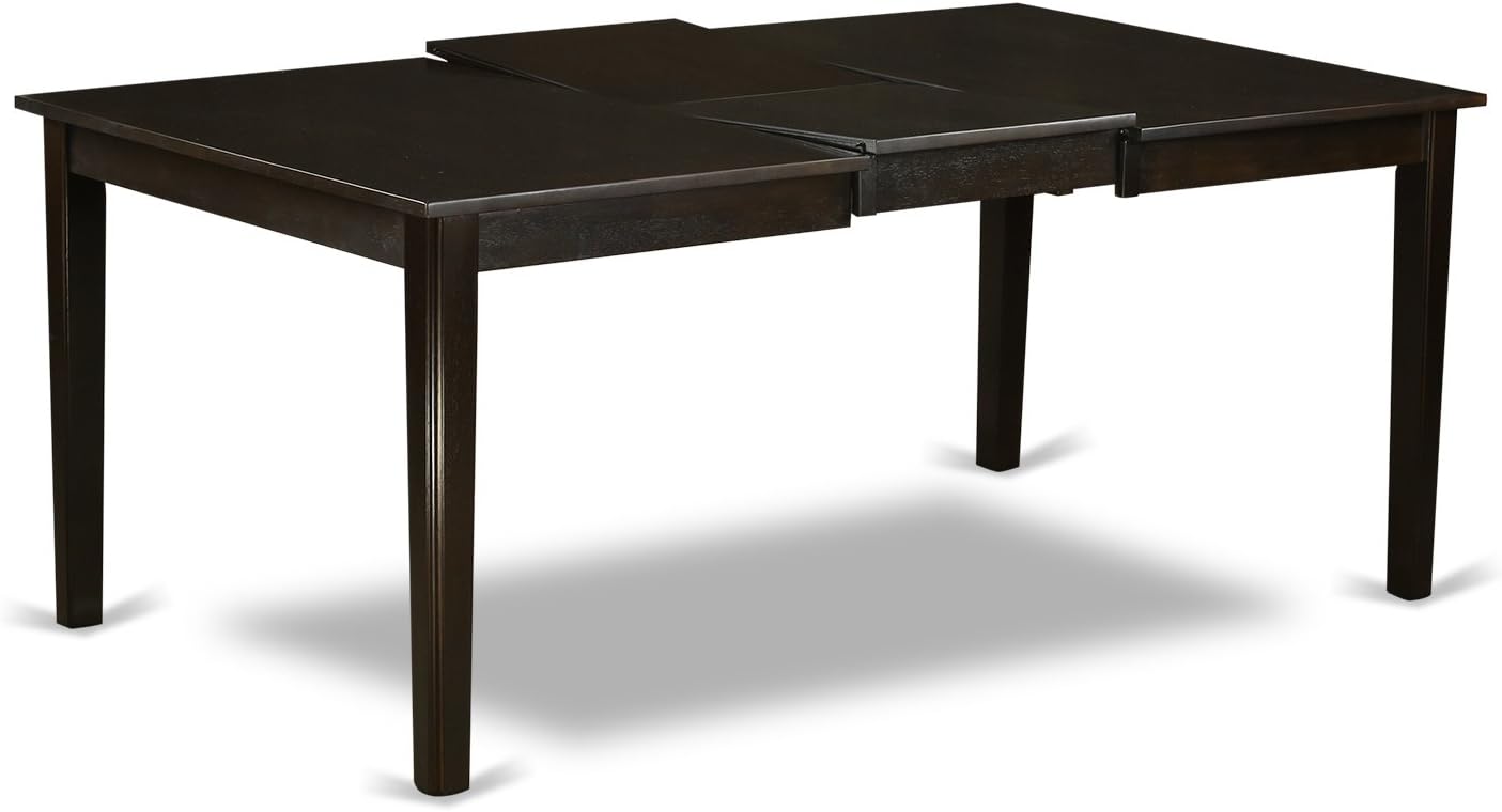 East West Furniture HEDR5-CAP-03 5 Piece Dining Room Furniture Set Includes a Rectangle Dining Table with Pedestal and 4 Brown Linen Fabric Parsons Chairs, 42x72 Inch, Cappuccino