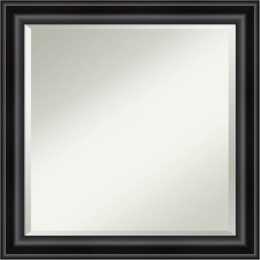 Amanti Art Black Bathroom Mirror for Over Sink, 24x24 Grand Black Narrow Square Vanity Mirror, Medium Casual Frame, Hangs Horizonally and Vertically, Bathroom Wall Decor, Beveled Edge