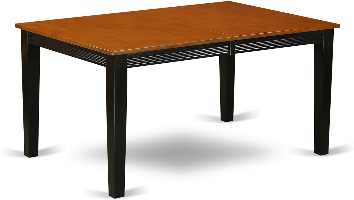 East West Furniture QUDO5-BCH-W 5 Piece Modern Dining Table Set Includes a Rectangle Wooden Table with Butterfly Leaf and 4 Dining Room Chairs, 40x78 Inch, Black & Cherry