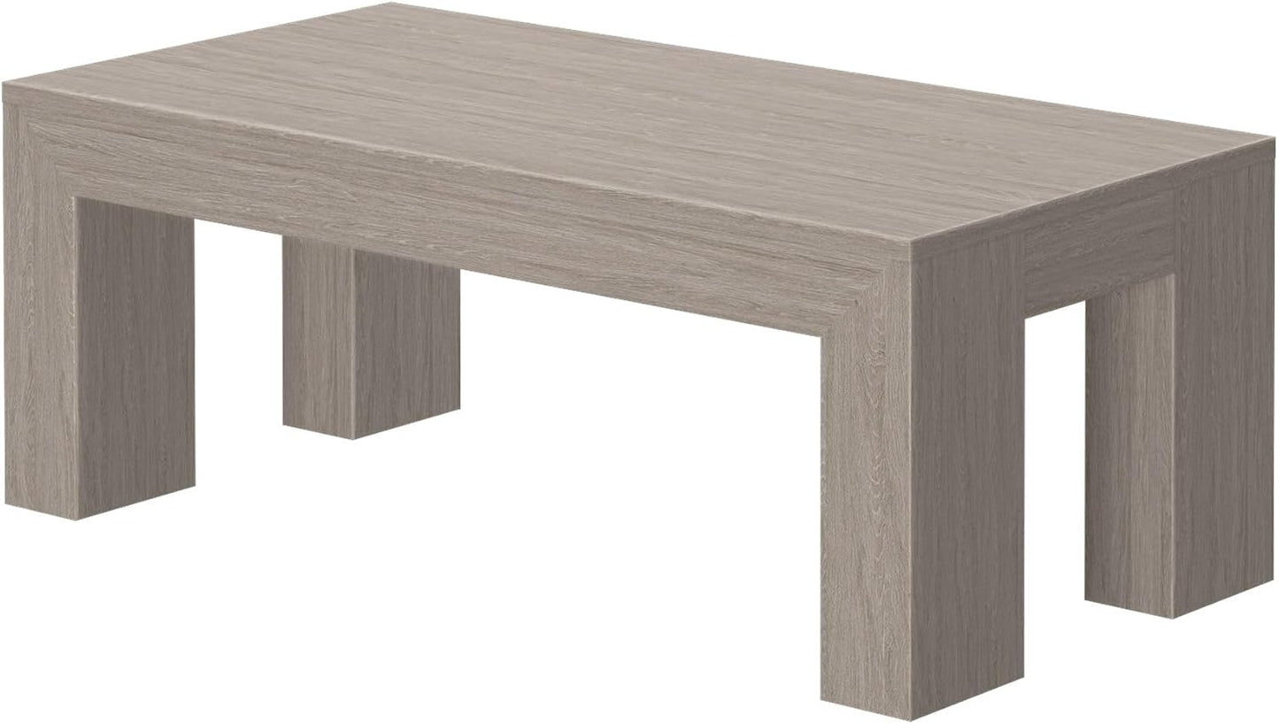 Plank+Beam Modern Rectangular Coffee Table, 40", Rectangle Coffee Table for Living Room, Mini Center Tables for Small Spaces, Small Living Space Tea Table, Seashell Wirebrush