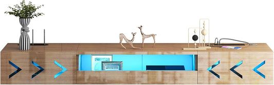 Floating TV Stand, 71" Floating Entertainment Center Wall Mounted,Floating Wall Mounted TV Shelf with Led Lights and Power Outlet,Modern High Gloss tv Cabinet Media Console with Storage