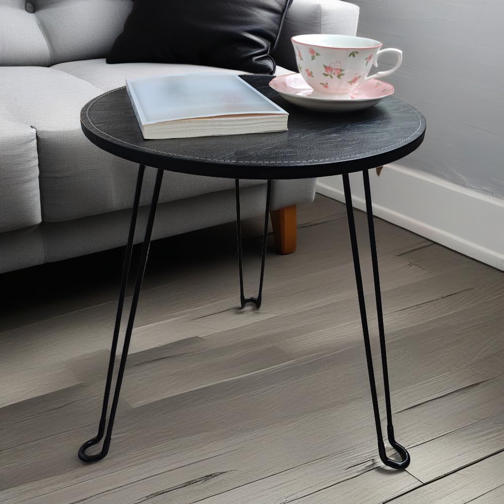 Leather Circle Nesting Tables Coffee Table Set of 2，Folding Table, Outdoor Side Tables，Fashionable End Tables Set Suitable for Living Room, Bedroom, Office, Outdoor, and Courtyard