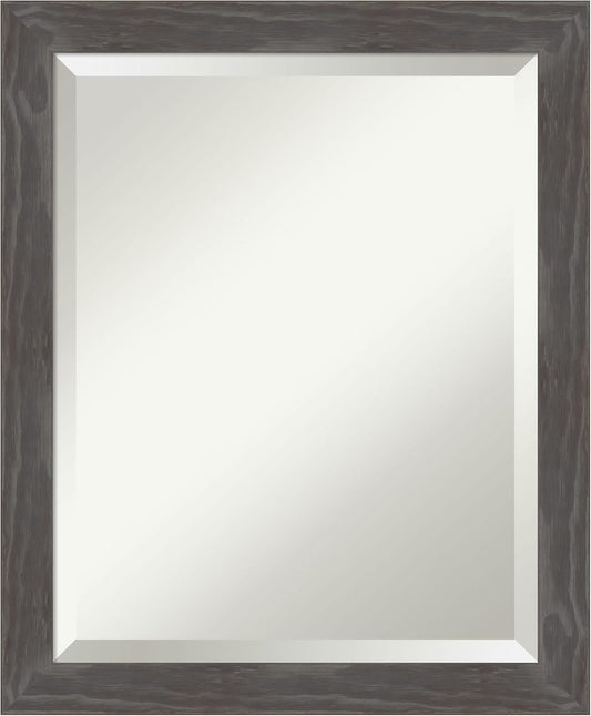 Amanti Art Grey Wall Mirror 23x19 Woodridge Rustic Grey Rectangle Bathroom Mirror for Wall Decor Living Room, Small Country Rustic Wood Frame, Hangs Horizonally and Vertically, Bathroom Decor,