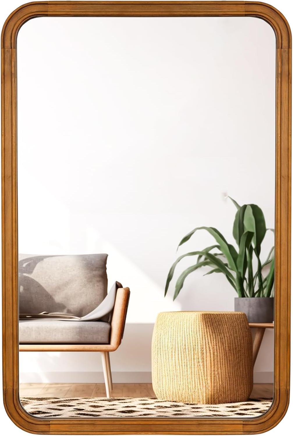WallBeyond Wood Mirrors for Bathroom, 30x40 Inch Wooden Frame Wall Mirror Farmhouse Wall Mounted Rectangle Mirror for Vanity (Horizontal/Vertical)