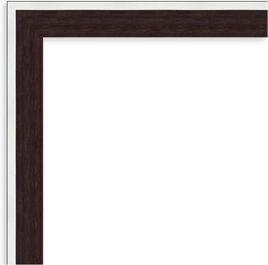 Amanti Art Wall Mirror 33x43 Maya Espresso Silver Rectangle Bathroom Mirror for Wall Decor Living Room, X-Large Modern Frame, Hangs Horizonally and Vertically, Bathroom Decor, Beveled Edge