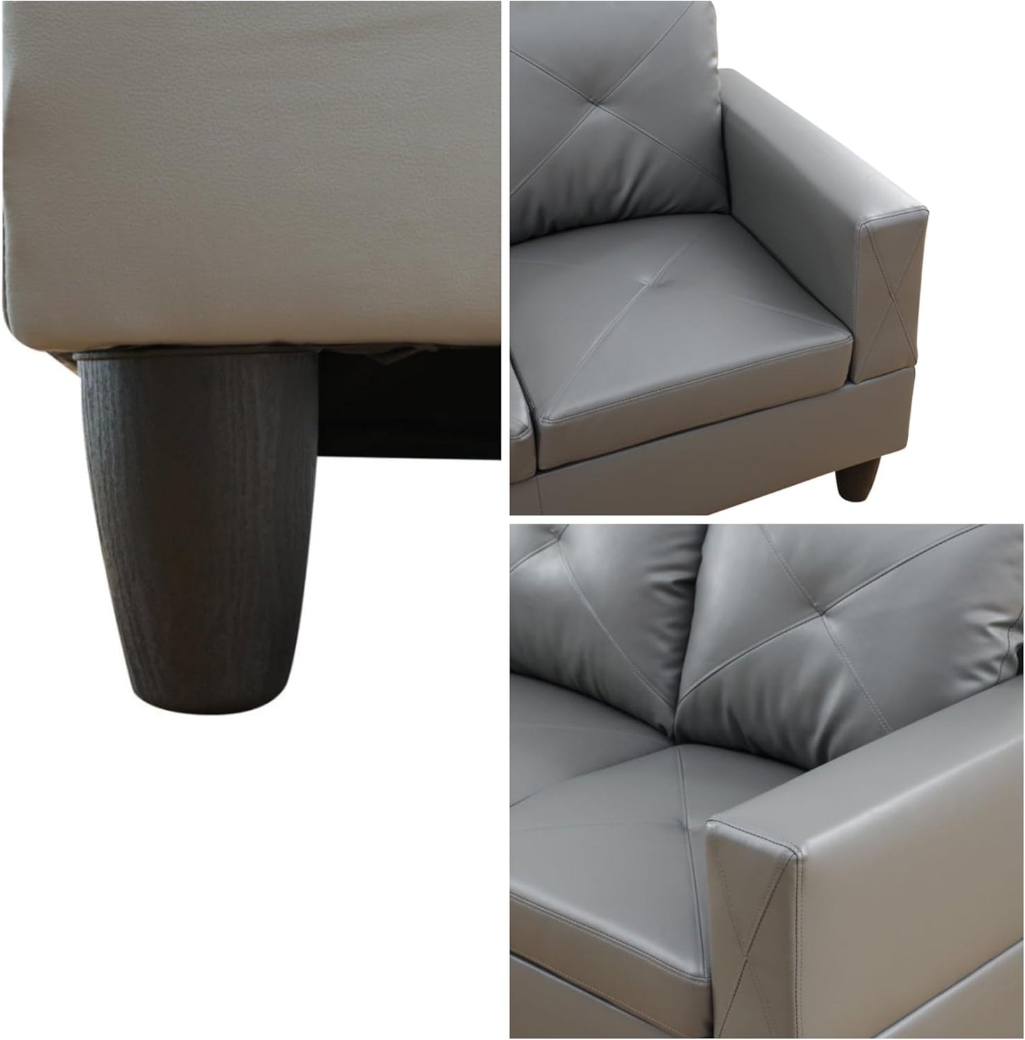 L-Shaped Sectional Sofa, Modern Sectional Couches Home Sofas for Living Room with Movable Chaise, Modular Living Room Sets Furniture for Apartment Bedroom & Office, Dark Grey