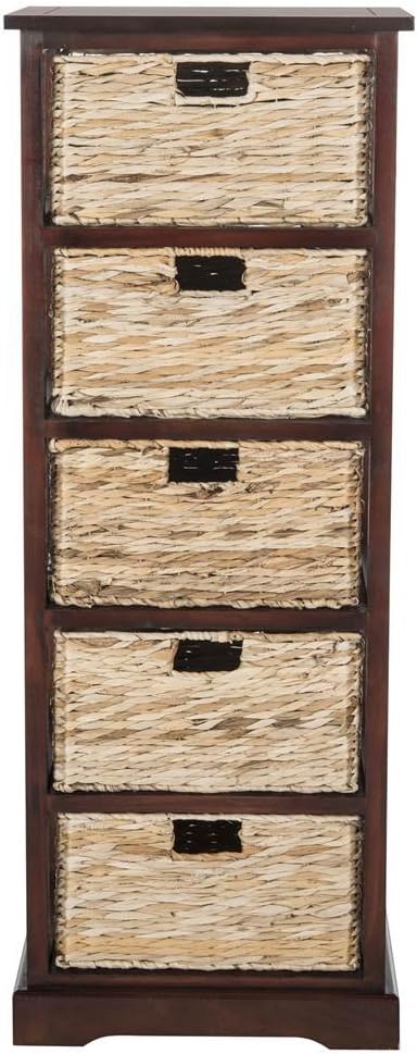 SAFAVIEH Home Collection Vedette Cherry 5-Drawer Wicker Basket Storage Tower (Fully Assembled)