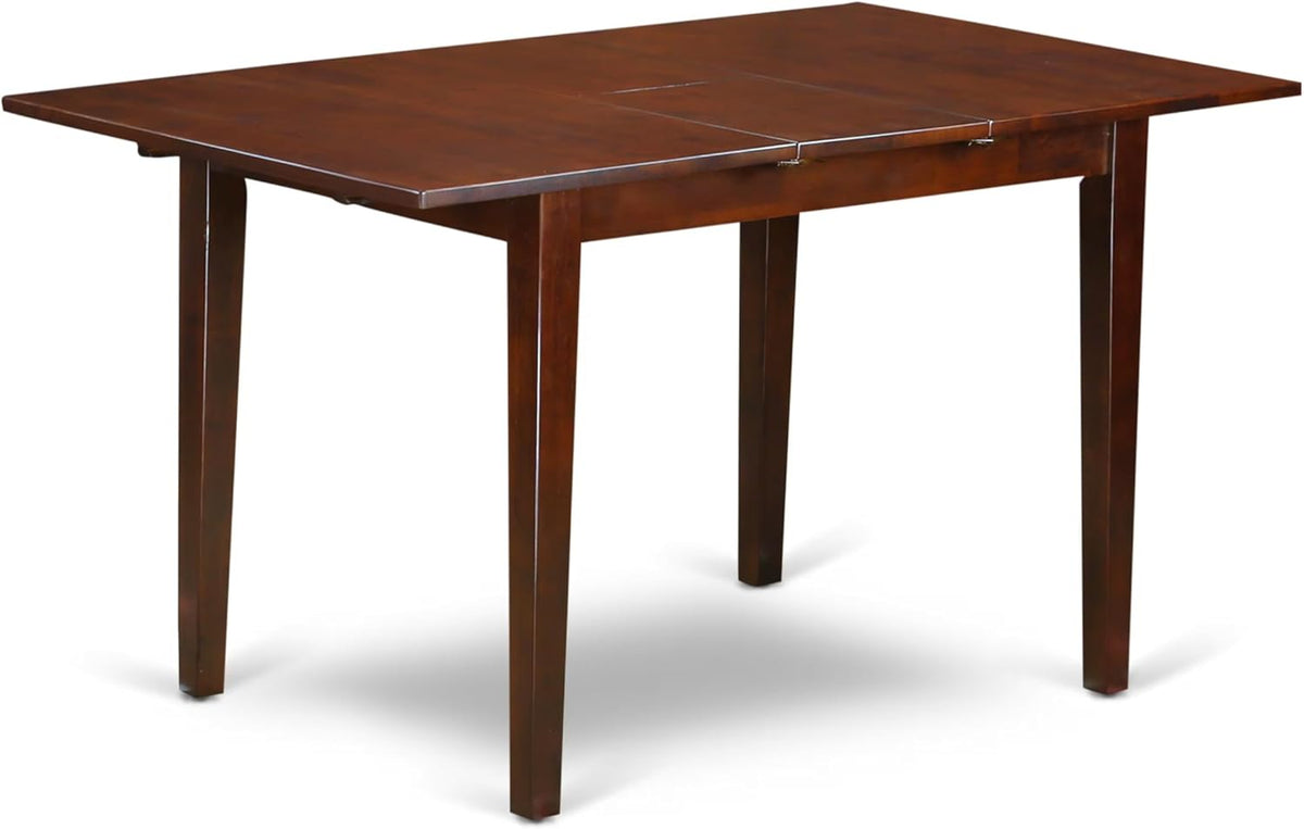 East West Furniture PSNO6C-MAH-W 6 Piece Kitchen Table & Chairs Set Contains a Rectangle Dining Room Table with Butterfly Leaf and 4 Dining Chairs with a Bench, 32x60 Inch, Mahogany