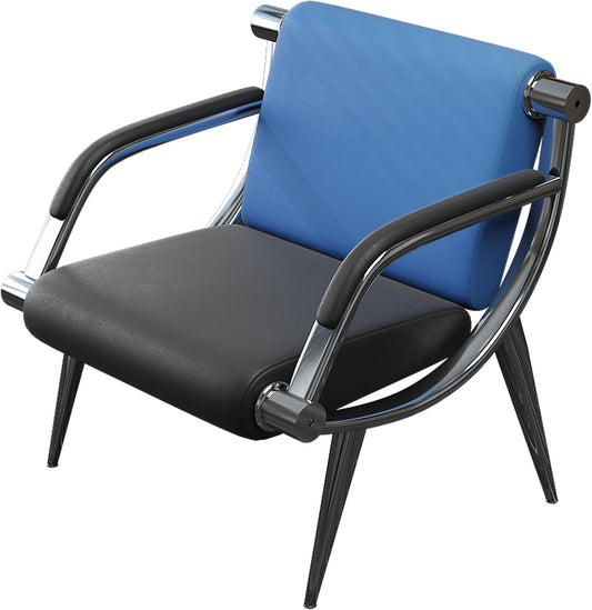wonline Waiting Room Chair with Armrest PU Leather Office Furniture, Office Guest Seating Lobby Conference Reception Chairs for Airport Clinic Hospital Bank Salon Barber(Blue&Black)