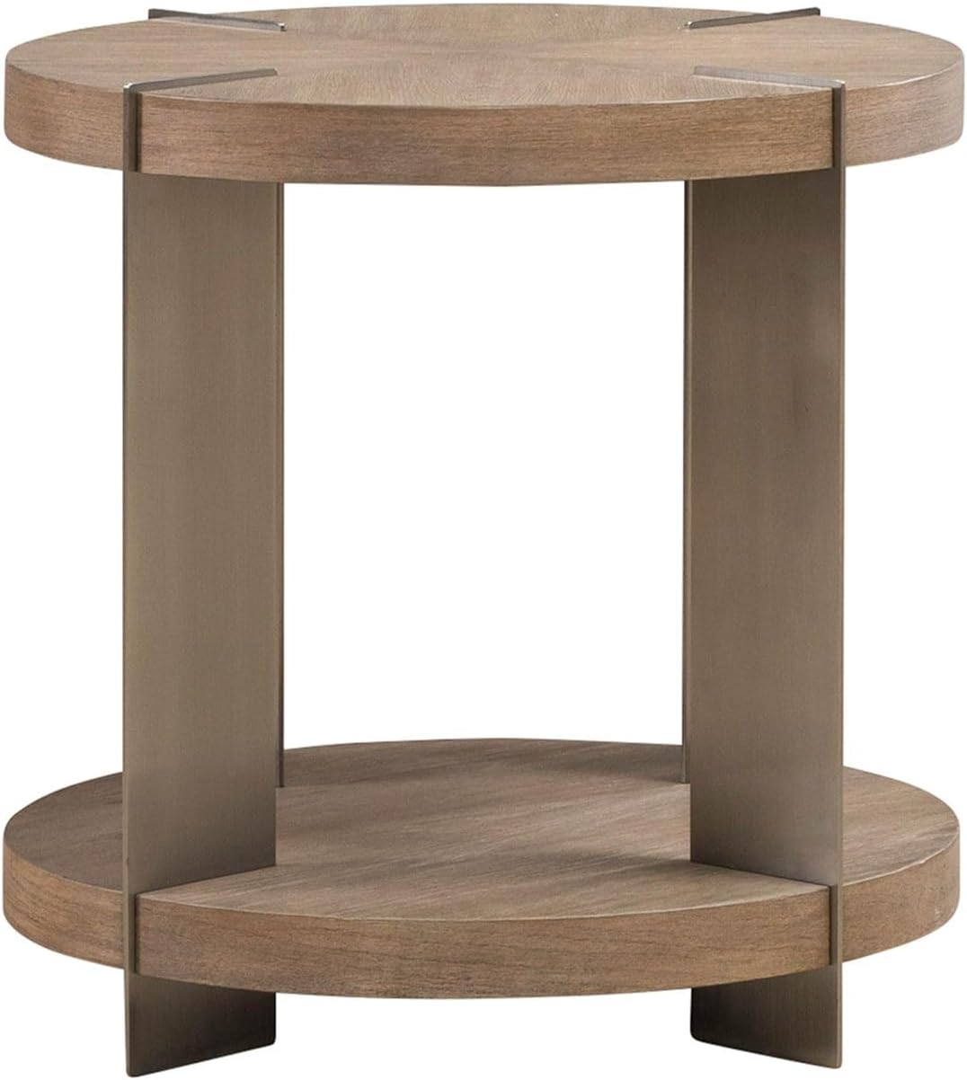 Liberty Furniture Harlow Living Room Round End Table - Sandstone & Satin Nickel