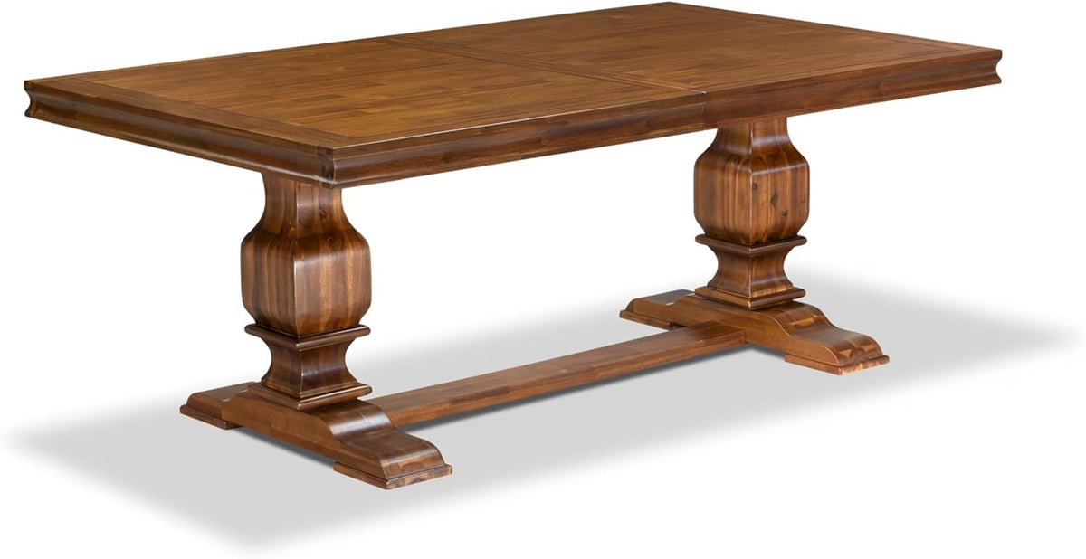 LKCY9-AWA-28 9-Piece Kitchen Table Set Includes a Dining Table and 8 Beige Polyester Fabric Dinner Chairs with High Back - Antique Walnut Finish