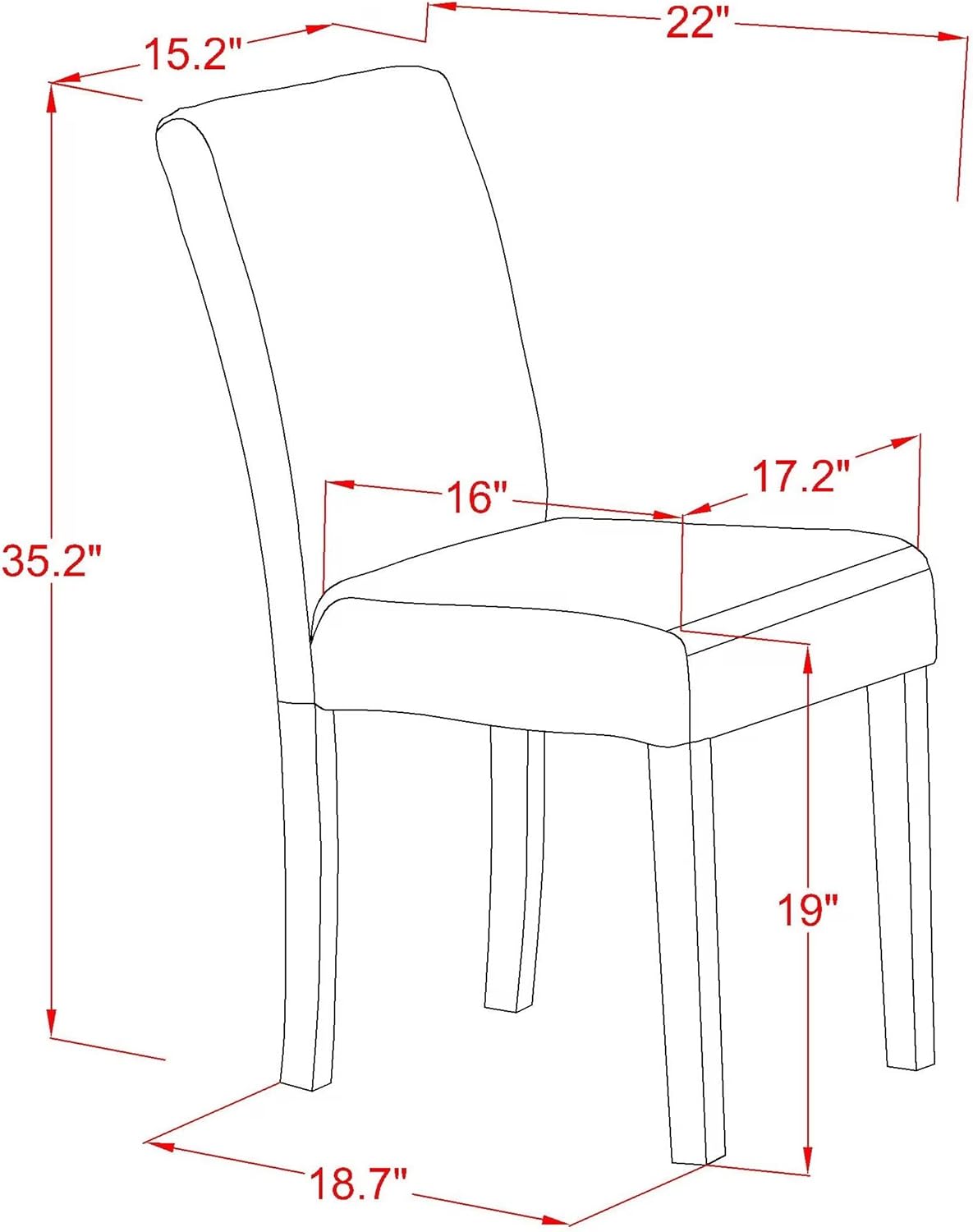East West Furniture X027AB264-7 7 Piece Dining Set Consist of a Rectangle Dining Room Table with X-Legs and 6 White Faux Leather Upholstered Parson Chairs, 40x72 Inch, Multi-Color