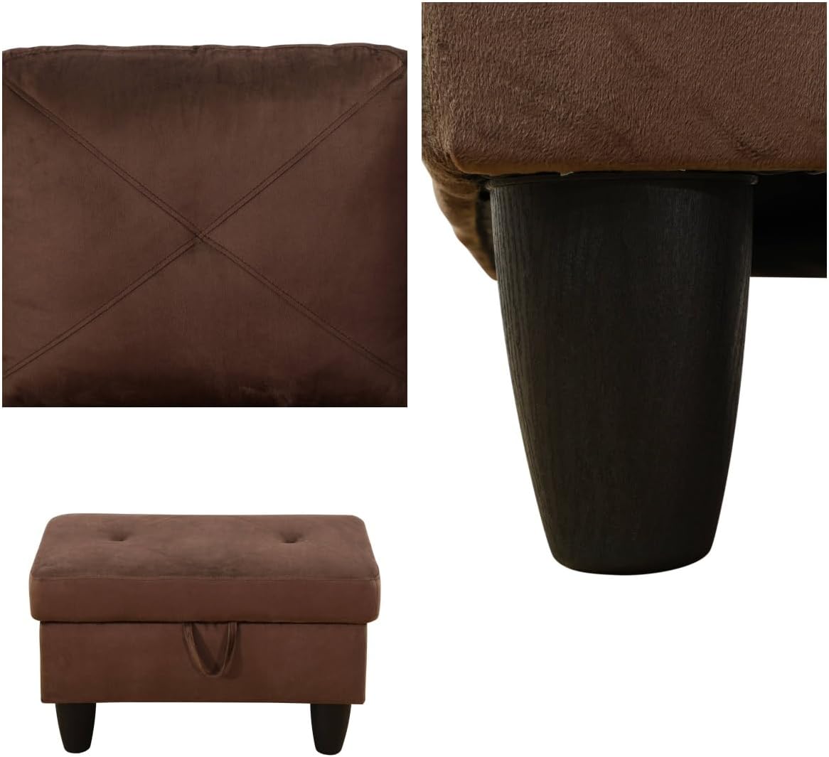 NAYSAYE L Shaped Couch, Modular Sectional Couch with Ottoman Storage, Modern Lounge Sofa Convertible Sectional Couches for Living Room, Apartment, Brown