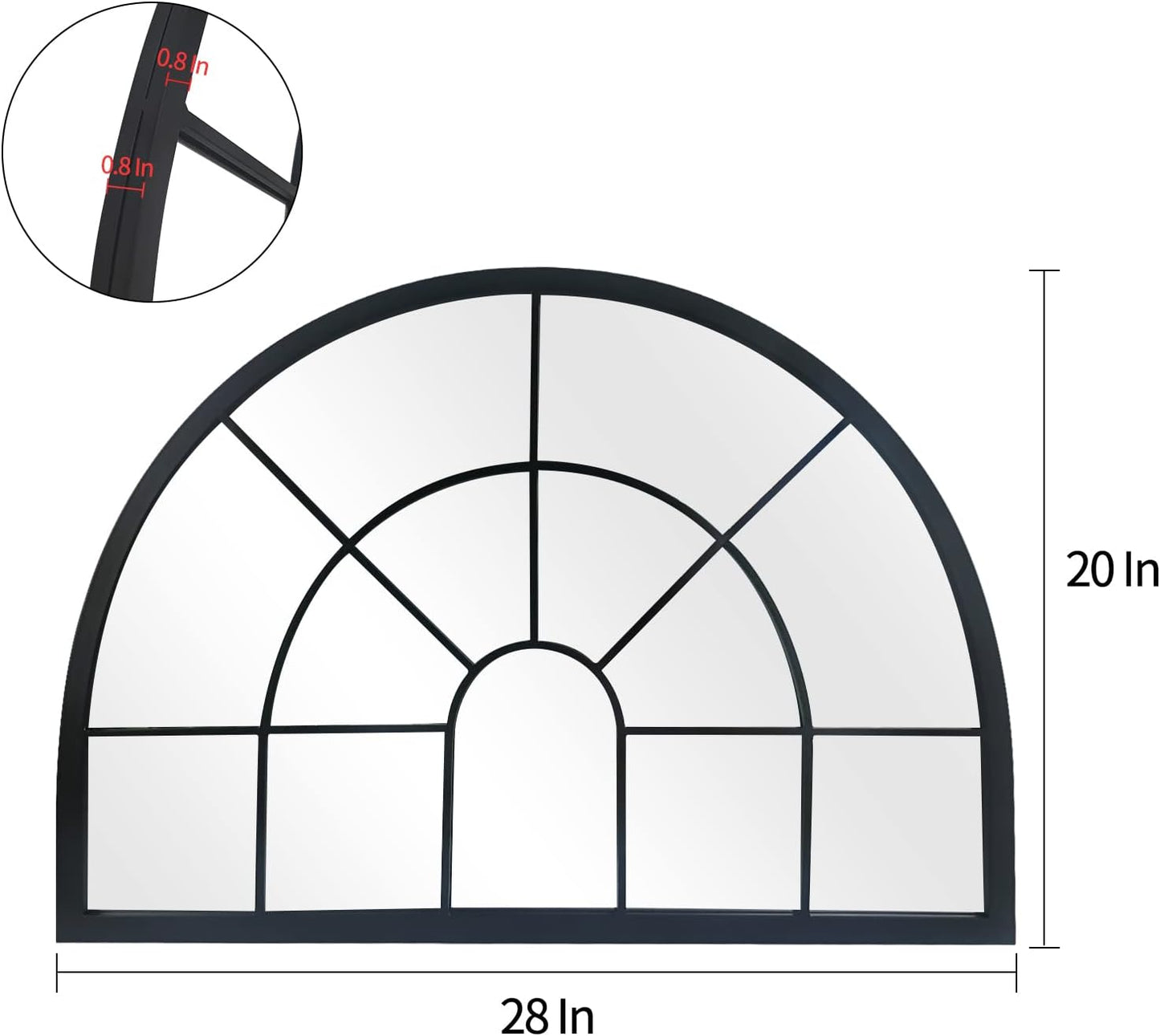 WAMIRRO Arched Window Pane Mirror Decor,Farmhouse Mantel Mirrors for Fireplace/Living Room,28"X20"…