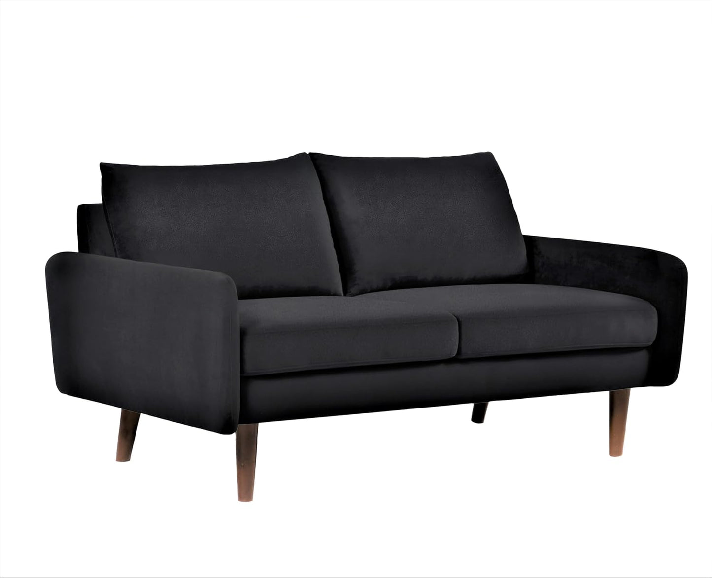 Container Furniture Direct Kent Velvet Loveseat Sofa for Modern Living Rooms and Compact Spaces, Comfy 2 Seater Couch Studio Apartment Furniture with Sleek Design, Black