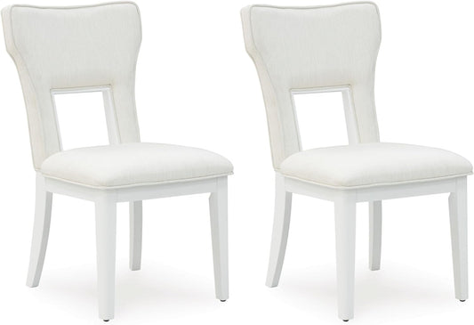 Signature Design by Ashley Chalanna Solid Wood Frame Dining Chair, Set of 2, White