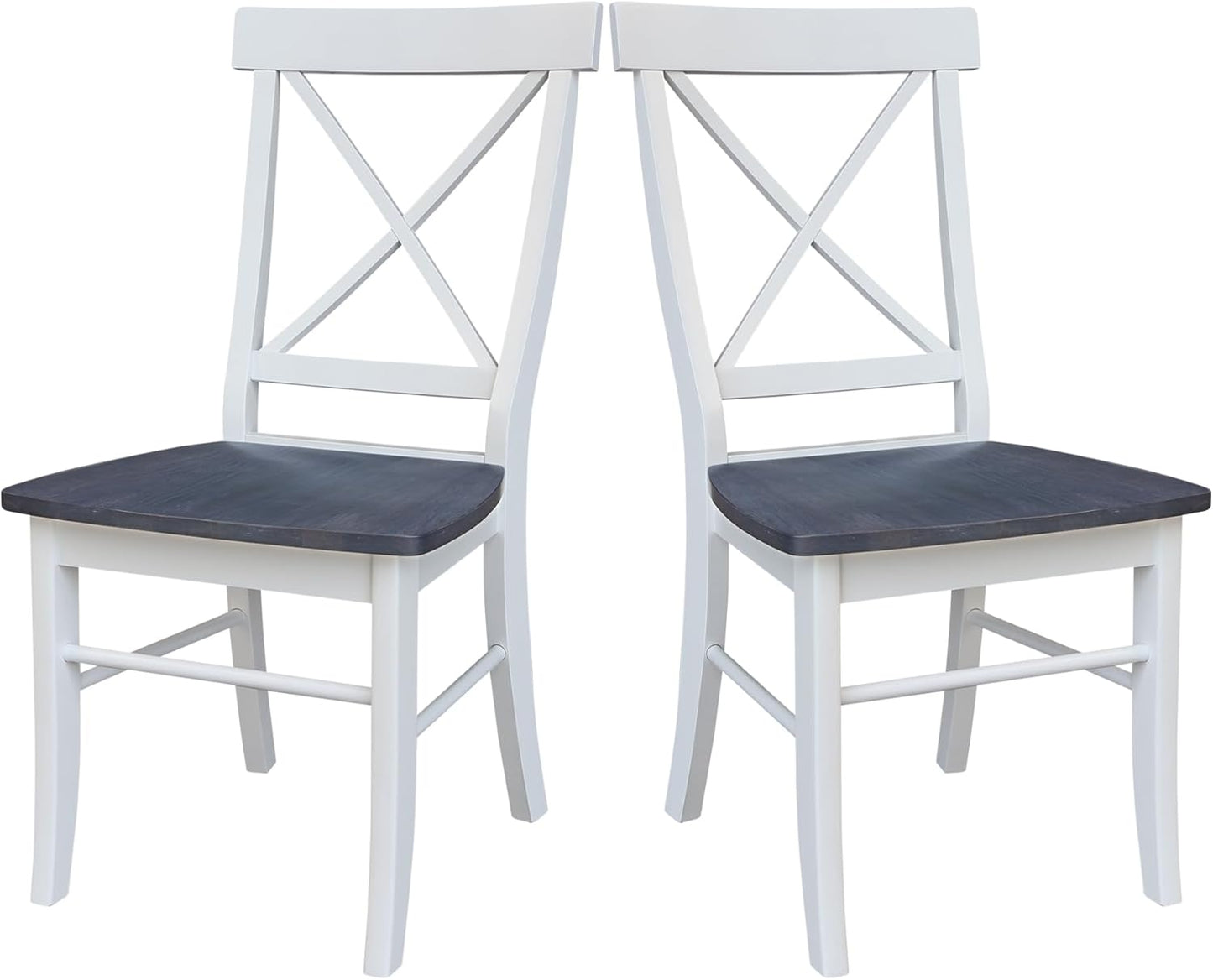 Set of Two X-Back Dining Chairs, White/Heather Gray