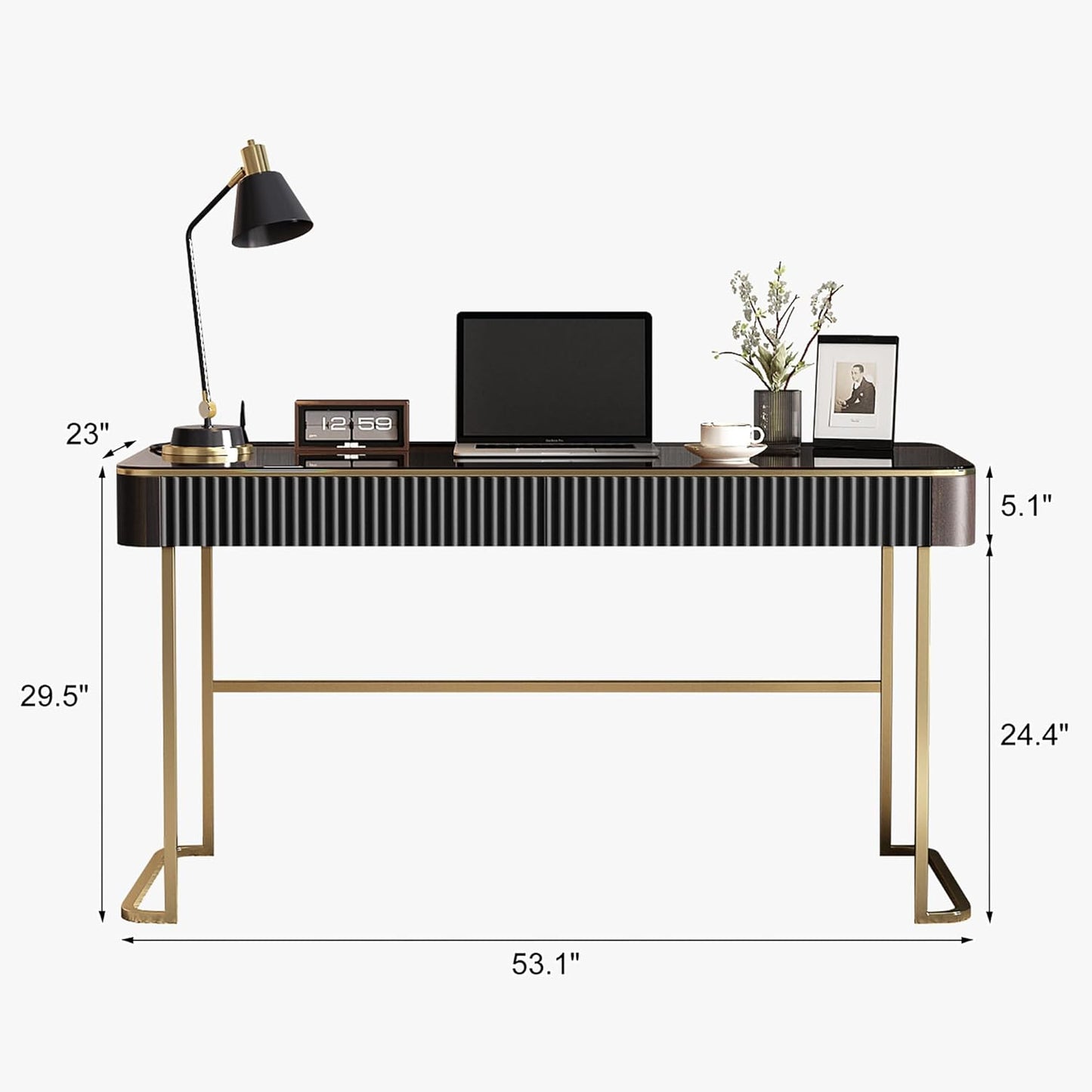 Lartis Makeup Vanity no Mirror with Built-in Outlet Home Office Desk Computer Desk for Makeup Working Studying Intelligent Socket with USB Port