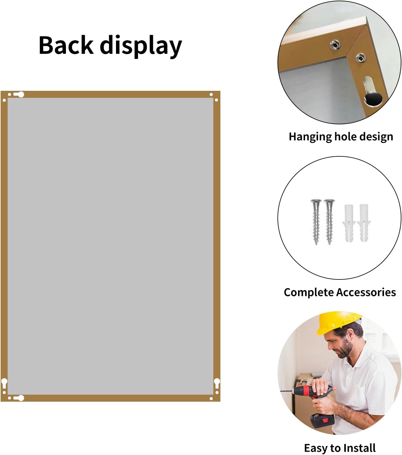 Golden Bathroom Mirror for Wall, Rectangle Mirrors with Metal Frame, Modern Vanity Wall Mirror Decor for Entryway Hangs, Bathroom Living Room Horizontal or Vertical(Golden, 36" L x 30" W)